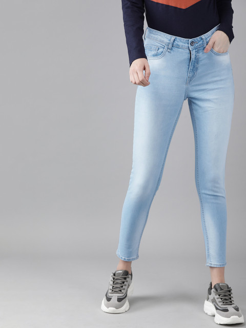 

Roadster Women Blue Skinny Fit Mid-Rise Clean Look Stretchable Cropped Jeans