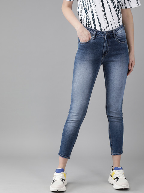 

Roadster Women Blue Skinny Fit Mid-Rise Clean Look Stretchable Cropped Jeans