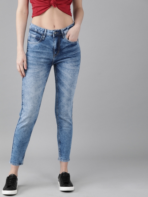 

Roadster Women Blue Skinny Fit Mid-Rise Clean Look Stretchable Cropped Jeans
