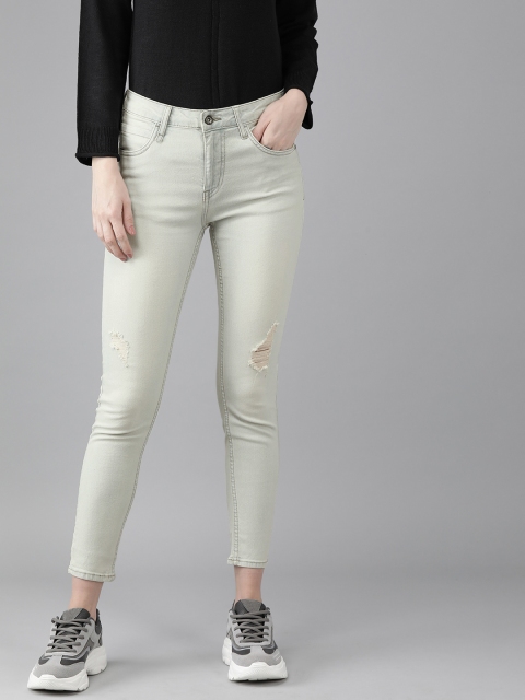 

Roadster Women Blue Skinny Fit Mid-Rise Mildly Distressed Stretchable Cropped Jeans