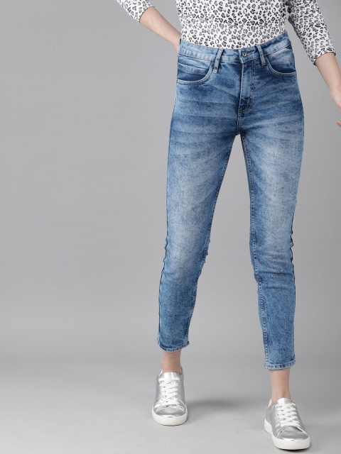 

Roadster Women Blue Skinny Fit Mid-Rise Clean Look Stretchable Cropped Jeans