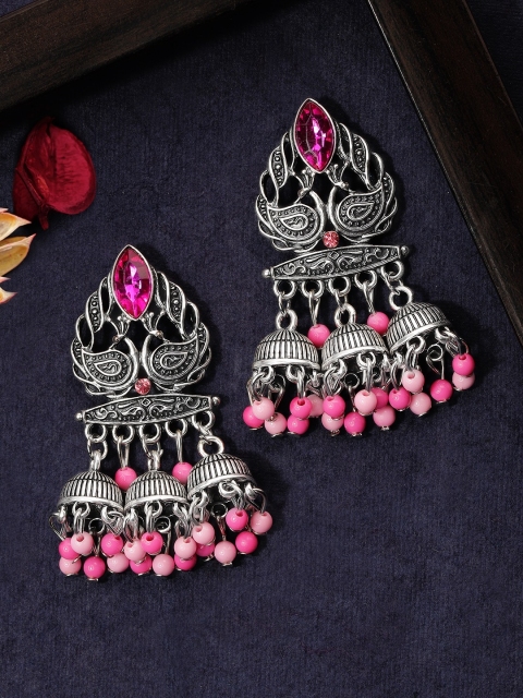 

Rubans Silver-Plated Oxidised Handcrafted Classic Jhumkas