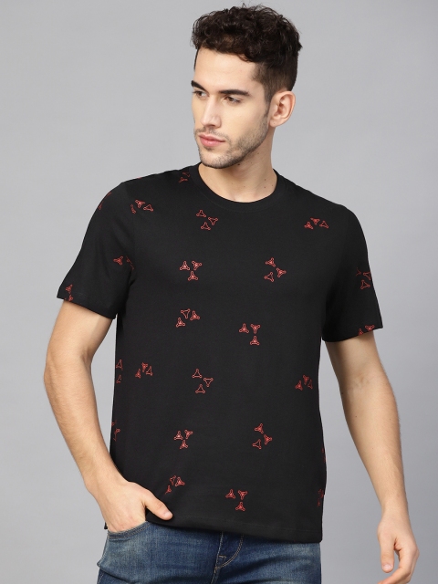 

Roadster Men Black Printed Round Neck T-shirt