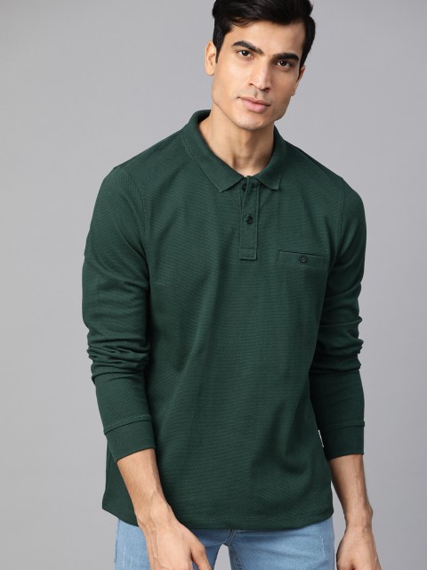 

Roadster Men Green Solid Polo Collar T-shirt