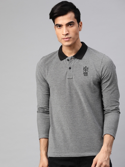 

Roadster Men Grey Solid Polo Collar T-shirt