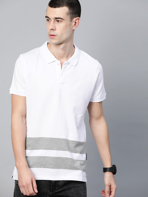 

Roadster Men White Striped Detail Polo Collar T-shirt