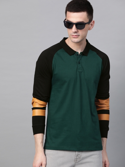 

Roadster Men Green Solid Polo Collar T-shirt