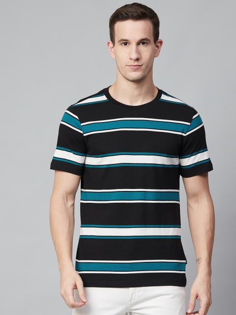 

Roadster Men Black & Blue Striped T-Shirt