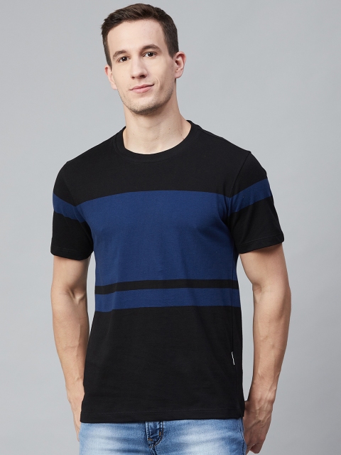 

Roadster Men Black & Navy Blue Colourblocked T-Shirt