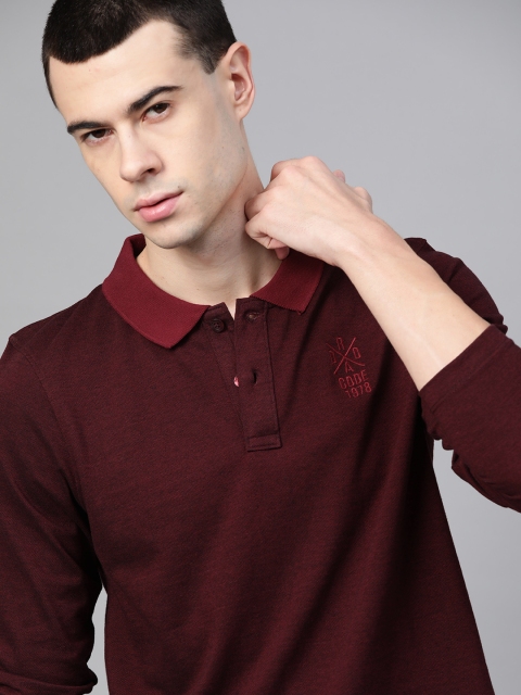 

Roadster Men Maroon Solid Polo Collar T-shirt