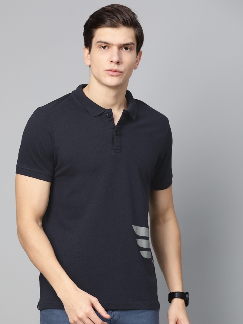 

Roadster Men Navy Blue Printed Polo Collar T-shirt