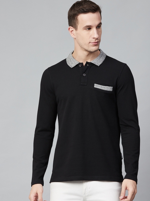 

Roadster Men Black Solid Polo Collar T-shirt