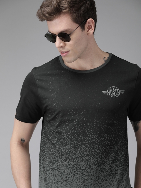

Roadster Men Charcoal Grey Printed Round Neck T-shirt