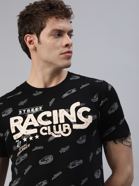 

Roadster Men Fast and Furious Black Printed Round Neck T-shirt