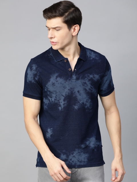 

Roadster Men Indigo Dyed Polo Collar T-shirt, Navy blue