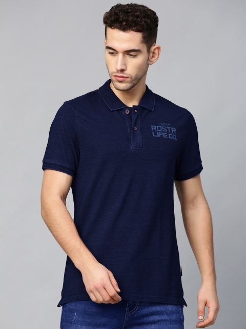 

Roadster Men Indigo Dyed Polo collar T-shirt, Navy blue