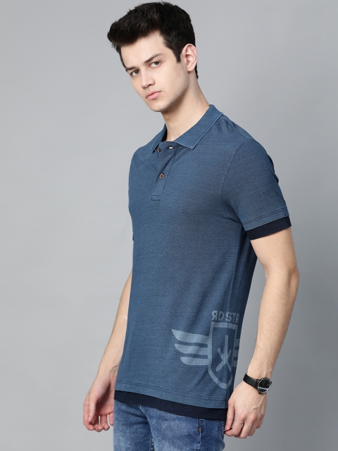 

Roadster Men Indigo Dyed Polo collar T-shirt, Blue