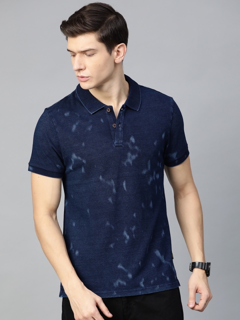 

Roadster Men Indigo Dyed Polo Collar T-shirt, Navy blue