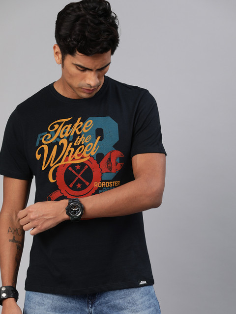 

Roadster Men Fast and Furious Navy Blue Printed Round Neck T-shirt