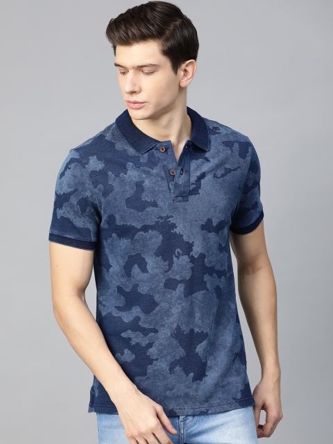 

Roadster Men Indigo Dyed Polo Collar T-shirt, Navy blue