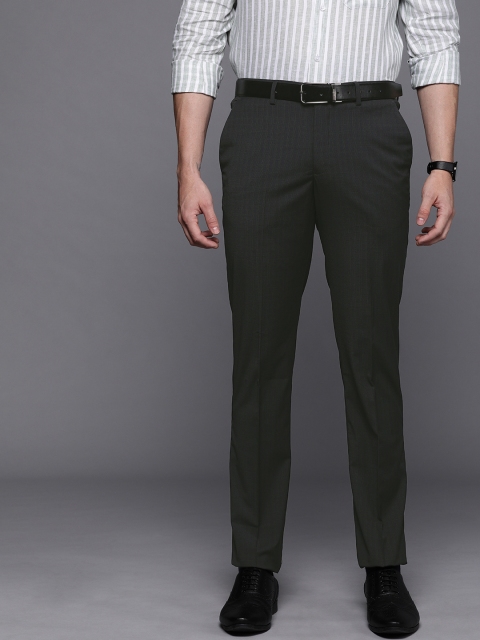 

Louis Philippe Men Black Slim Fit Checked Regular Trousers