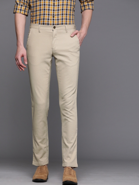 

Louis Philippe Sport Men Beige Super Slim Fit Self Design Regular Trousers