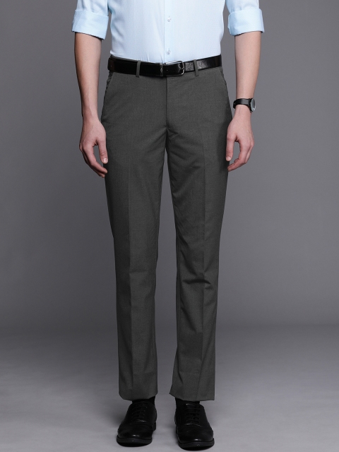 

Louis Philippe Men Grey Slim Fit Solid Formal Trousers