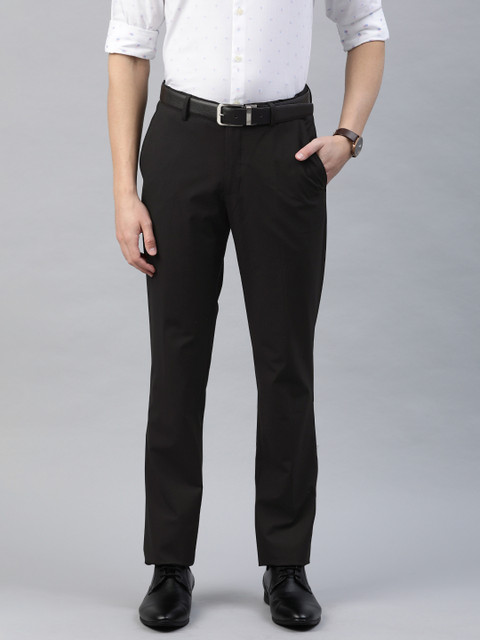 

Louis Philippe Men Black Slim Fit Solid Formal Trousers