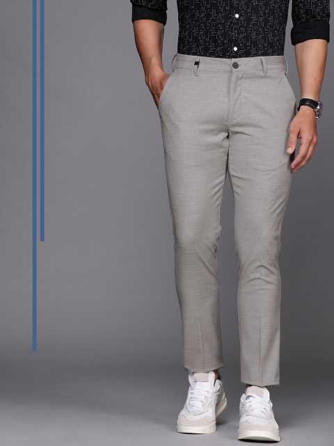 

Louis Philippe Ath.Work Men Grey Comfy Tapered Fit Solid Regular Trousers