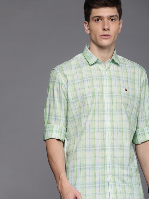 

Louis Philippe Sport Men White & Green Slim Fit Checked Casual Shirt