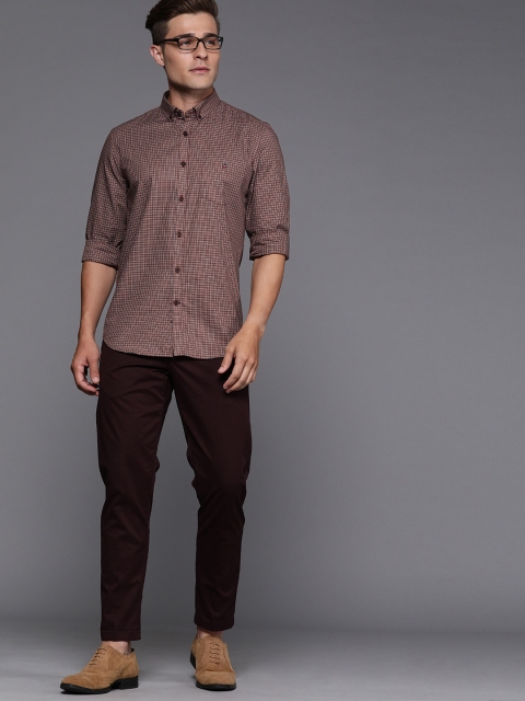 

Louis Philippe Sport Men Brown & Navy Blue Super Slim Fit Checked Casual Shirt