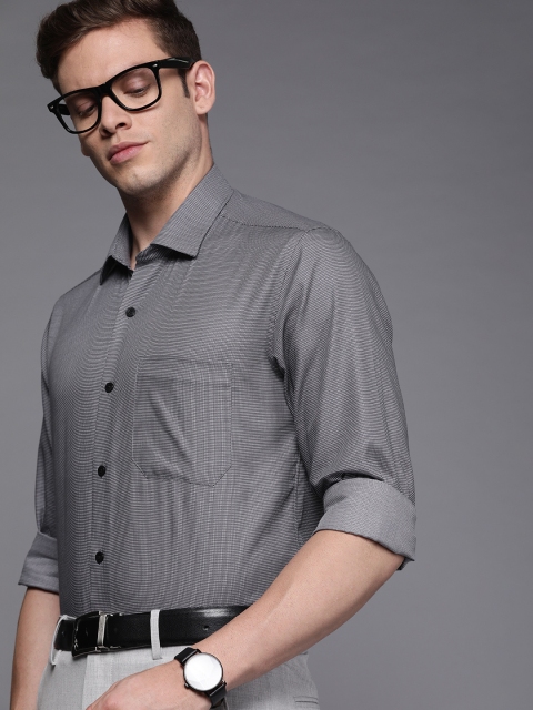 

Louis Philippe Men Grey Slim Fit Self Design Formal Shirt