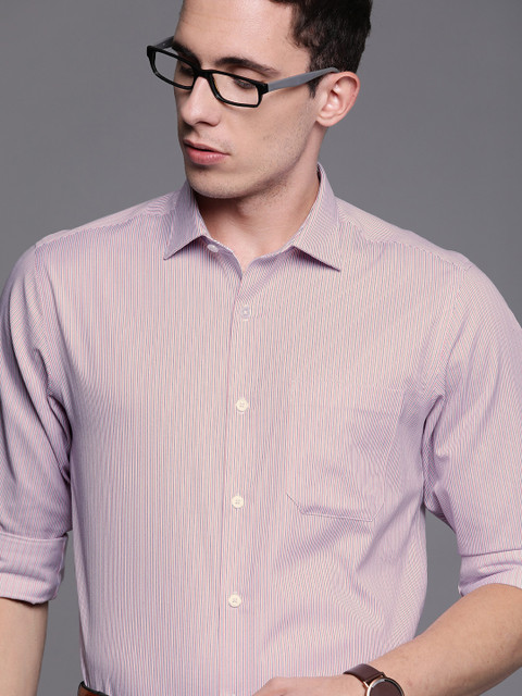 

Louis Philippe Men White & Pink Slim Fit Striped Formal Shirt