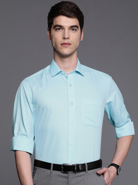 

Louis Philippe Men Blue & White Slim Fit Self Design Formal Shirt