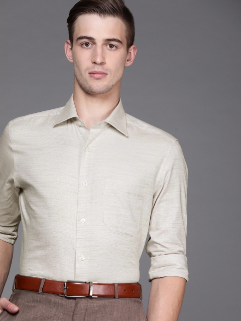 

Louis Philippe Men Beige Classic Fit Self Design Formal Shirt
