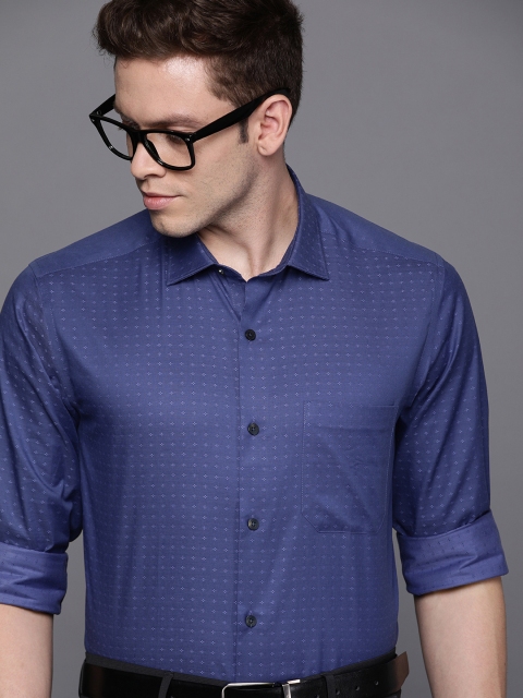 

Louis Philippe Men Navy Blue Slim Fit Self Design Formal Shirt
