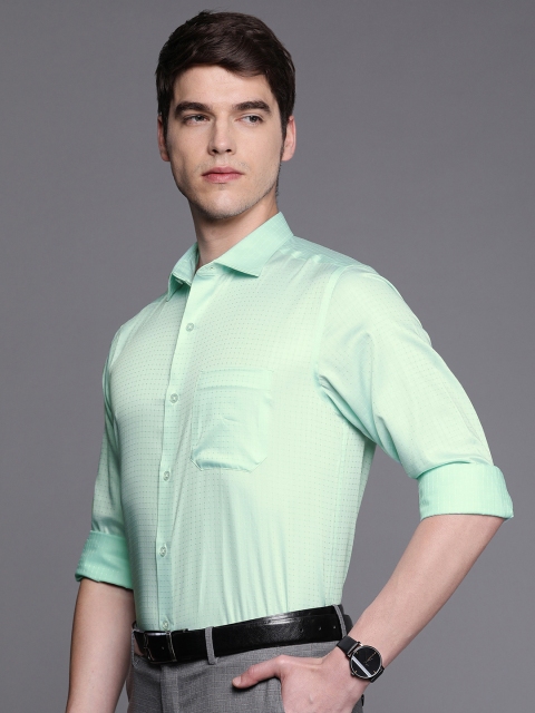 

Louis Philippe Men Sea Green Slim Fit Self-Checked Formal Shirt