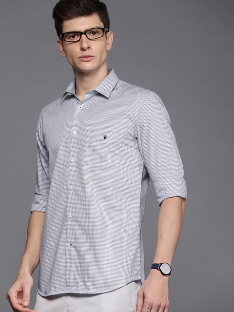 

Louis Philippe Sport Men Navy Blue & White Super Slim Fit Self Design Casual Shirt