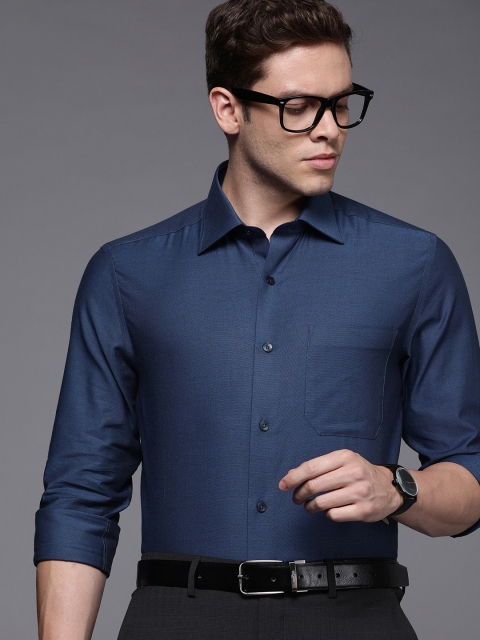 

Louis Philippe Men Teal Blue Classic Fit Self Design Formal Shirt
