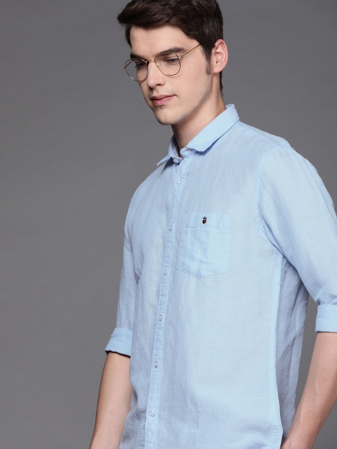 

Louis Philippe Jeans Men Blue Slim Fit Solid Casual Linen Shirt