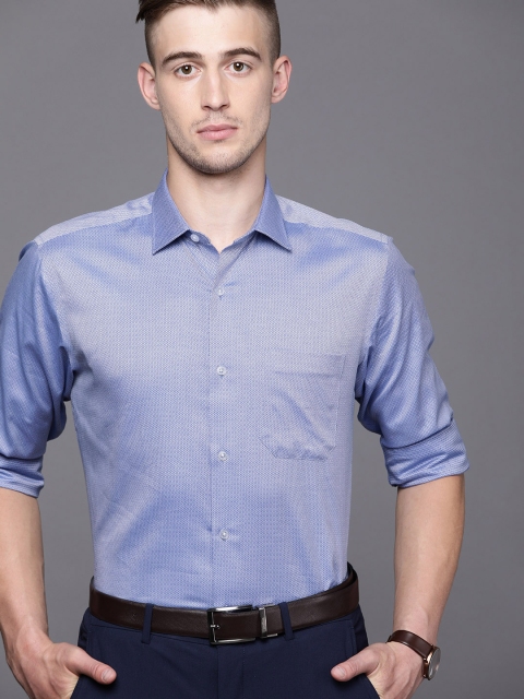 

Louis Philippe Men Blue Slim Fit Self Design Formal Shirt