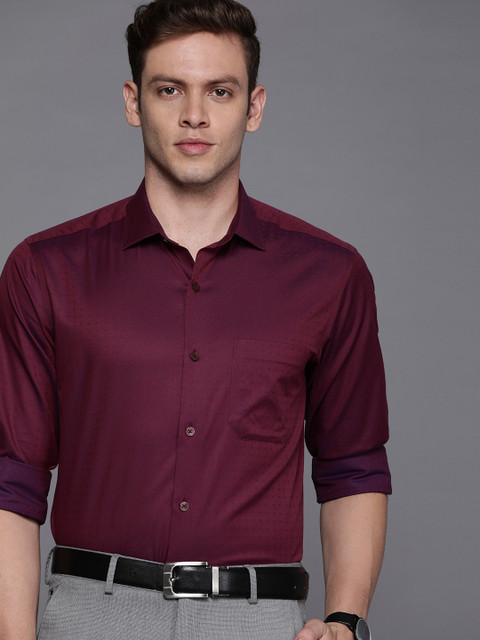 

Louis Philippe Men Burgundy Dual-Tone Slim Fit Self Design Formal Shirt