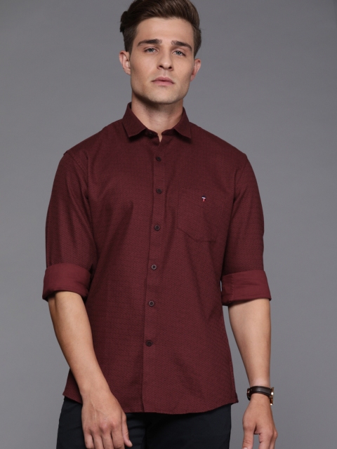 

Louis Philippe Sport Men Maroon & Black Slim Fit Printed Casual Shirt