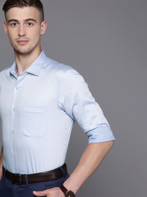 

Louis Philippe Men Blue Slim Fit Checked Formal Shirt