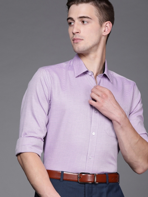 

Louis Philippe Men Pink & Navy Blue Slim Fit Self Design Formal Shirt