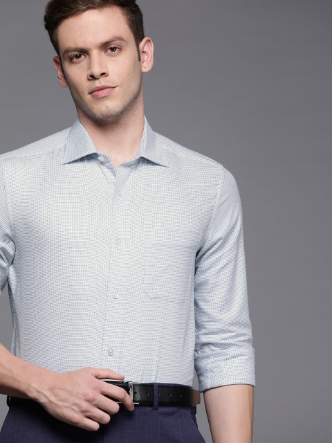 

Louis Philippe Men White & Blue Classic Fit Self Design Formal Shirt