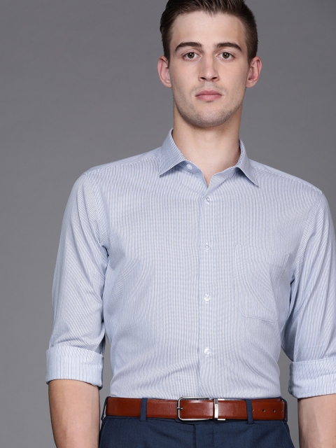 

Louis Philippe Men Blue & White Slim Fit Striped Formal Shirt
