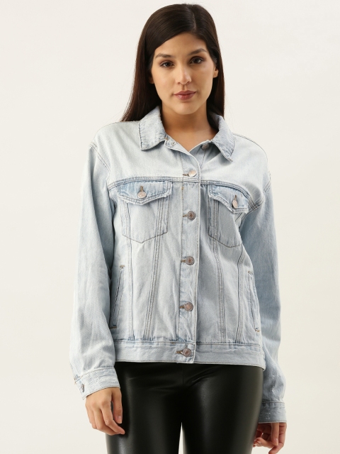 

FOREVER 21 Women Blue Solid Denim Jacket