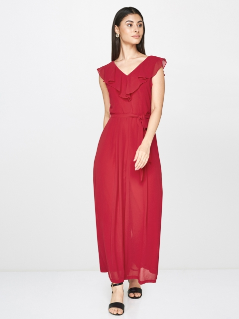 

AND Women Red Solid Basic Jumpsuit