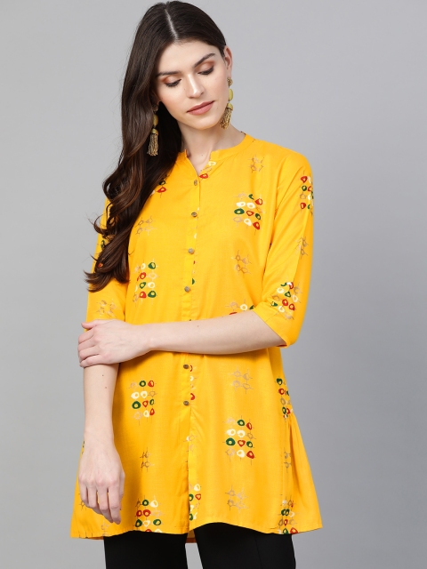 

Anubhutee Women Yellow & Green Printed A-Line Kurti